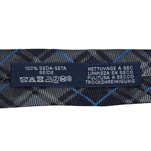 エルメス マリーン ルージュ ネクタイ ブルー グレー シルク メンズ HERMES 【中古】