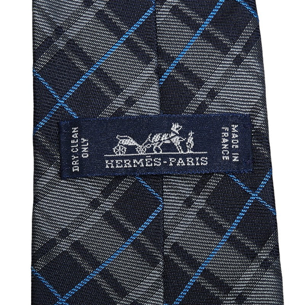 エルメス マリーン ルージュ ネクタイ ブルー グレー シルク メンズ HERMES 【中古】
