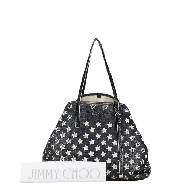 ジミーチュウ スター ハンドバッグ トートバッグ ブラック ホワイト レザー レディース JIMMY CHOO 【中古】
