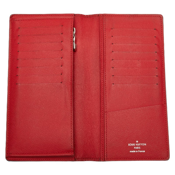 ルイ ヴィトン タイガ ポルトフォイユ ブラザ 長財布 M63434 ブルーマリーヌ レッド レザー メンズ LOUIS VUITTON 【中古】