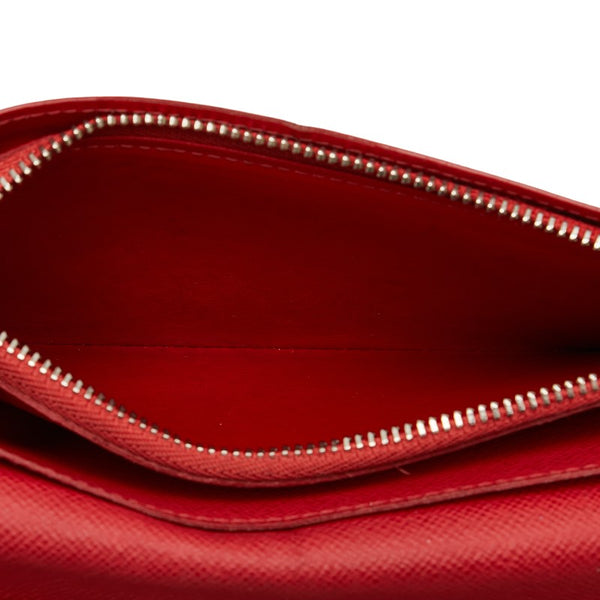 ルイ ヴィトン タイガ ポルトフォイユ ブラザ 長財布 M63434 ブルーマリーヌ レッド レザー メンズ LOUIS VUITTON 【中古】