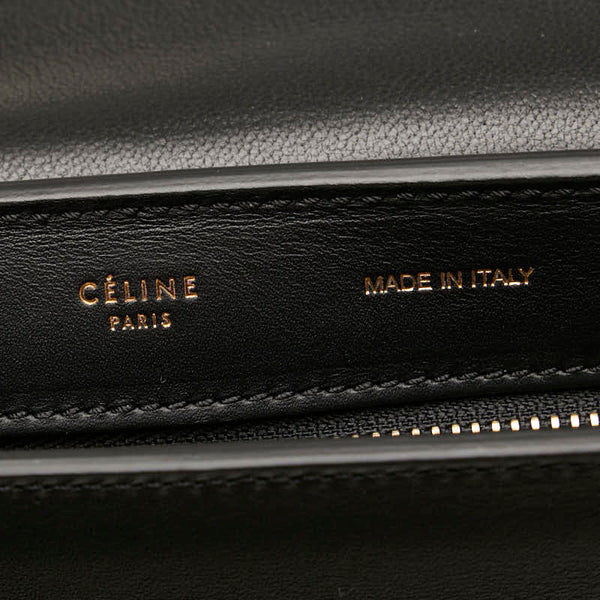 セリーヌ トラペーズ パイソン型押し ハンドバッグ ショルダーバッグ 2WAY ブラウン ブラック レザー レディース CELINE 【中古】