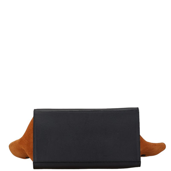 セリーヌ トラペーズ パイソン型押し ハンドバッグ ショルダーバッグ 2WAY ブラウン ブラック レザー レディース CELINE 【中古】
