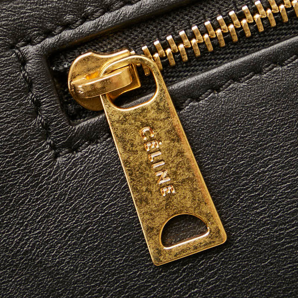 セリーヌ トラペーズ パイソン型押し ハンドバッグ ショルダーバッグ 2WAY ブラウン ブラック レザー レディース CELINE 【中古】
