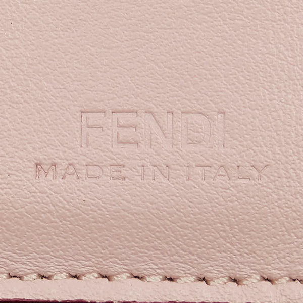 フェンディ スタッズ 二つ折り財布 ベージュ ピンク レザー レディース FENDI 【中古】