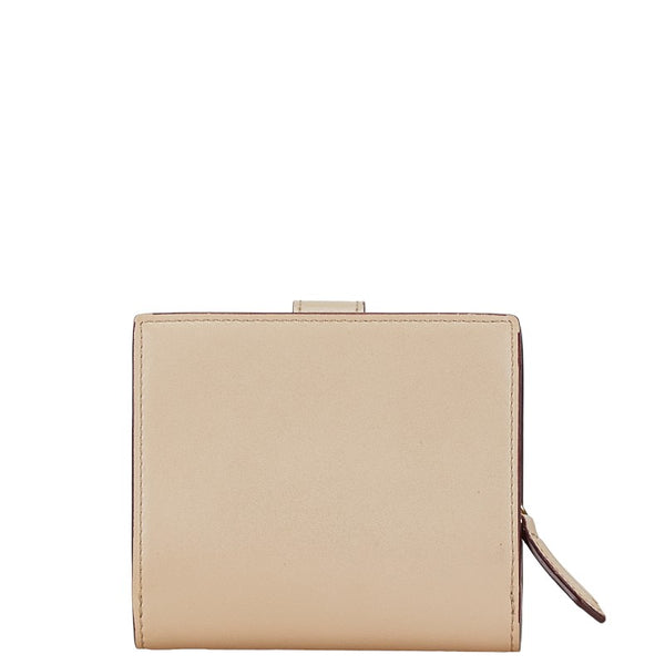 フェンディ スタッズ 二つ折り財布 ベージュ ピンク レザー レディース FENDI 【中古】