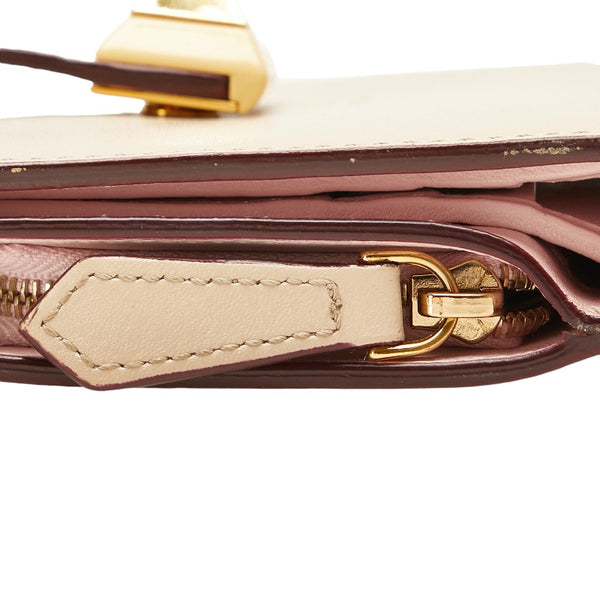 フェンディ スタッズ 二つ折り財布 ベージュ ピンク レザー レディース FENDI 【中古】