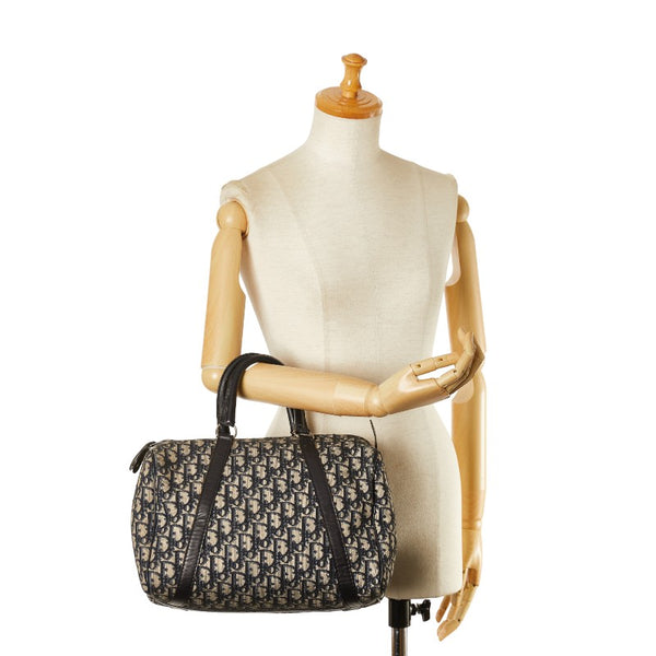 ディオール トロッター ボストンバッグ ハンドバッグ ベージュ ネイビー キャンバス レザー レディース Dior 【中古】