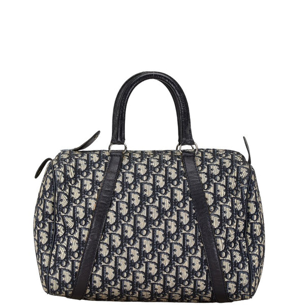 ディオール トロッター ボストンバッグ ハンドバッグ ベージュ ネイビー キャンバス レザー レディース Dior 【中古】
