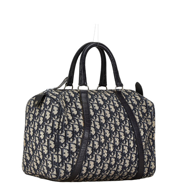 ディオール トロッター ボストンバッグ ハンドバッグ ベージュ ネイビー キャンバス レザー レディース Dior 【中古】
