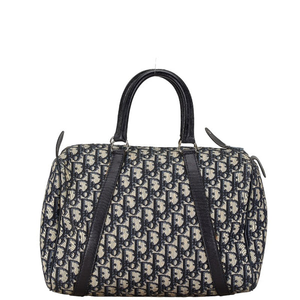 ディオール トロッター ボストンバッグ ハンドバッグ ベージュ ネイビー キャンバス レザー レディース Dior 【中古】