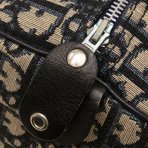 ディオール トロッター ボストンバッグ ハンドバッグ ベージュ ネイビー キャンバス レザー レディース Dior 【中古】
