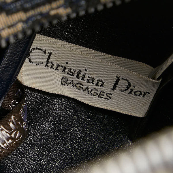 ディオール トロッター ボストンバッグ ハンドバッグ ベージュ ネイビー キャンバス レザー レディース Dior 【中古】