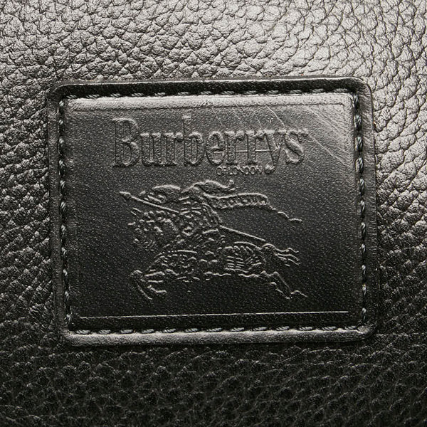 バーバリー ノバチェック ハンドバッグ ミニボストンバッグ ブラック レザー レディース BURBERRY 【中古】