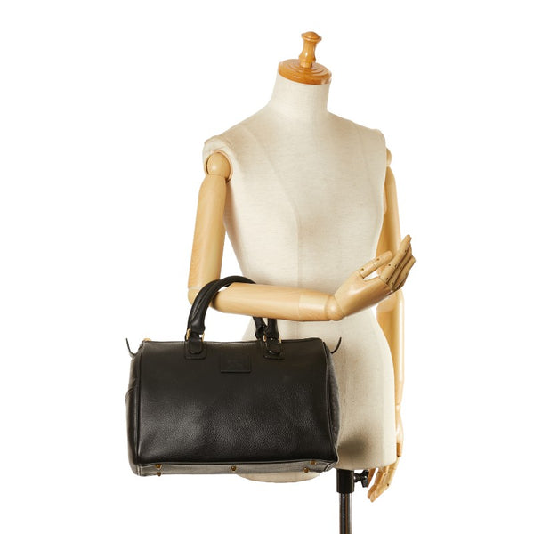 バーバリー ノバチェック ハンドバッグ ミニボストンバッグ ブラック レザー レディース BURBERRY 【中古】