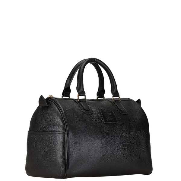 バーバリー ノバチェック ハンドバッグ ミニボストンバッグ ブラック レザー レディース BURBERRY 【中古】