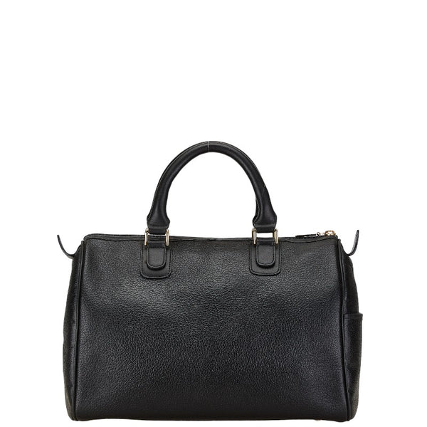 バーバリー ノバチェック ハンドバッグ ミニボストンバッグ ブラック レザー レディース BURBERRY 【中古】
