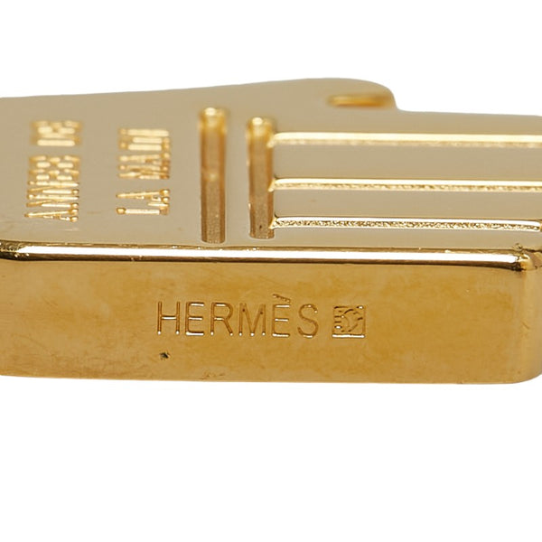 エルメス ANNEE DE LA MAIN ハンドモチーフ チョーカー ゴールド ブラウン メッキ レザー レディース HERMES 【中古】