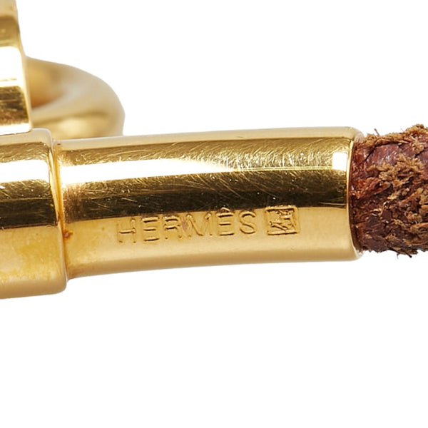 エルメス ANNEE DE LA MAIN ハンドモチーフ チョーカー ゴールド ブラウン メッキ レザー レディース HERMES 【中古】