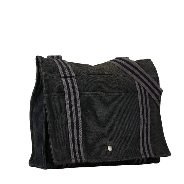 エルメス フールトゥ バサスMM 斜め掛けショルダー メッセンジャーバッグ ブラック キャンバス レディース HERMES 【中古】