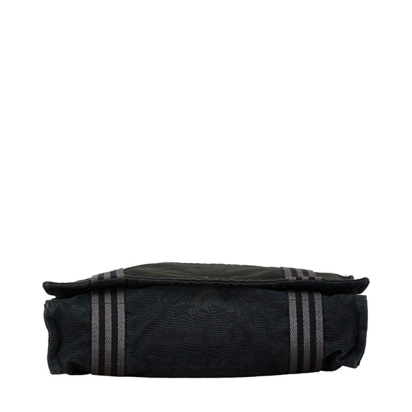 エルメス フールトゥ バサスMM 斜め掛けショルダー メッセンジャーバッグ ブラック キャンバス レディース HERMES 【中古】