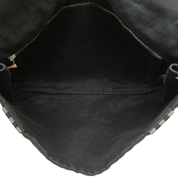 エルメス フールトゥ バサスMM 斜め掛けショルダー メッセンジャーバッグ ブラック キャンバス レディース HERMES 【中古】