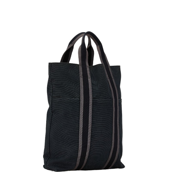 エルメス フールトゥ カバス ハンドバッグ トートバッグ ブラック グレー キャンバス レディース HERMES 【中古】