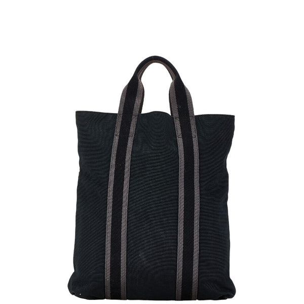 エルメス フールトゥ カバス ハンドバッグ トートバッグ ブラック グレー キャンバス レディース HERMES 【中古】