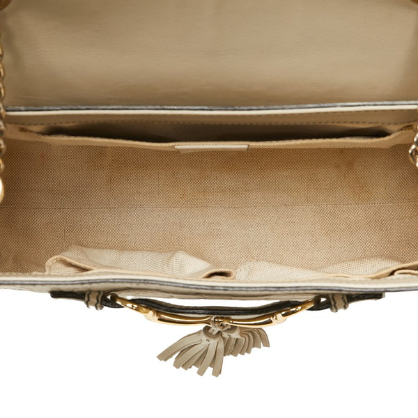 グッチ グッチシマ エミリー ホースビット チェーン ショルダーバッグ 295402 アイボリー ベージュ レザー レディース GUCCI 【中古】