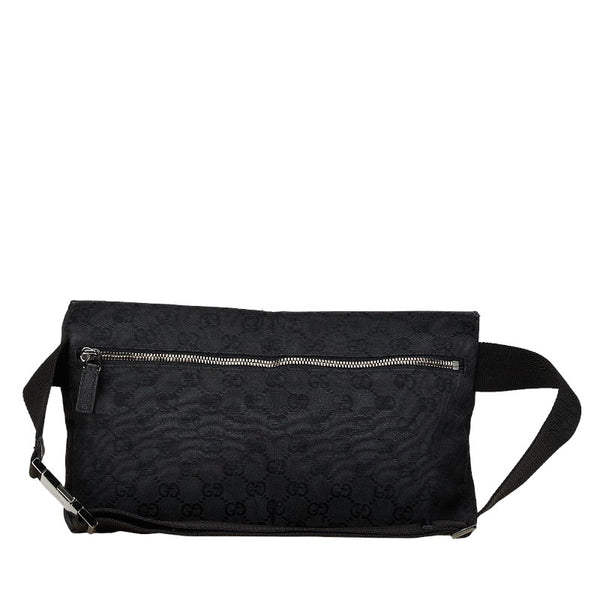 グッチ GGキャンバス ボディバッグ ウエストバッグ 28566 ブラック キャンバス レザー レディース GUCCI 【中古】