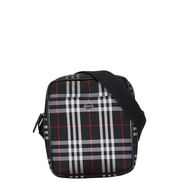 バーバリー ノバチェック 斜め掛け ショルダーバッグ レッド ブラック PVC レディース BURBERRY 【中古】