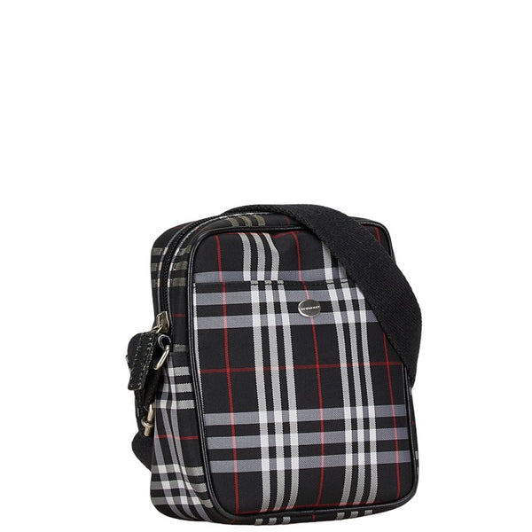 バーバリー ノバチェック 斜め掛け ショルダーバッグ レッド ブラック PVC レディース BURBERRY 【中古】