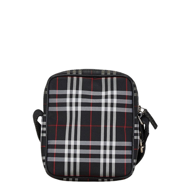 バーバリー ノバチェック 斜め掛け ショルダーバッグ レッド ブラック PVC レディース BURBERRY 【中古】