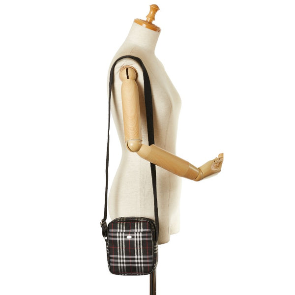 バーバリー ノバチェック 斜め掛け ショルダーバッグ レッド ブラック PVC レディース BURBERRY 【中古】