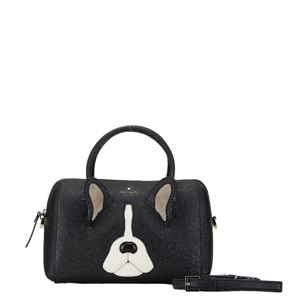 ケイトスペード 犬 モチーフ ハンドバッグ ショルダーバッグ 2WAY ブラック レザー レディース Kate Spade 【中古】