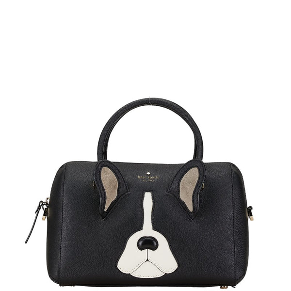 ケイトスペード 犬 モチーフ ハンドバッグ ショルダーバッグ 2WAY ブラック レザー レディース Kate Spade 【中古】