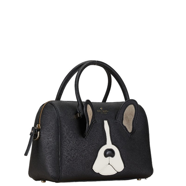 ケイトスペード 犬 モチーフ ハンドバッグ ショルダーバッグ 2WAY ブラック レザー レディース Kate Spade 【中古】