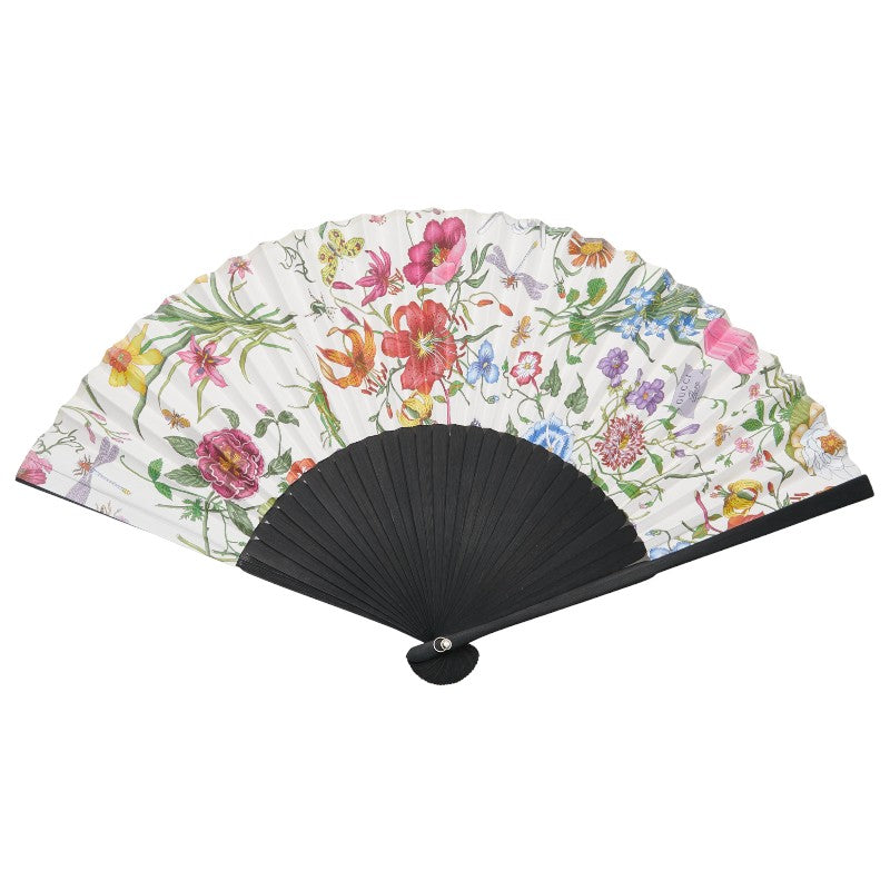 グッチ フローラ 扇子 団扇 その他小物 AW5455 アイボリー ホワイト マルチカラー シルク ウッド レディース GUCCI 【中古】
