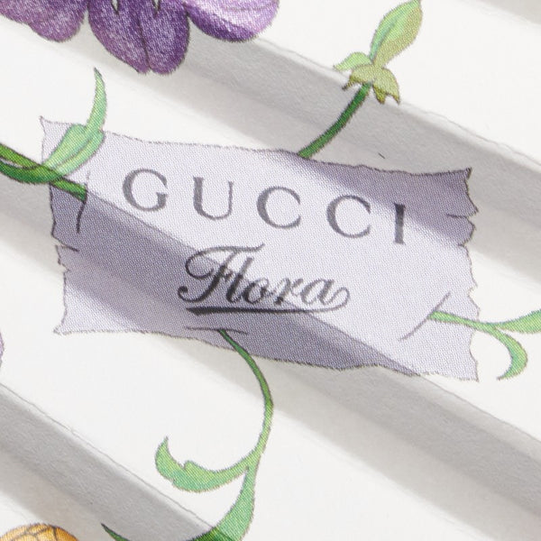 グッチ フローラ 扇子 団扇 その他小物 AW5455 アイボリー ホワイト マルチカラー シルク ウッド レディース GUCCI 【中古】