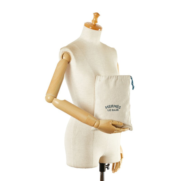 エルメス ノベルティ 巾着 ポーチ ネイビー ベージュ キャンバス レディース HERMES 【中古】