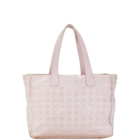 シャネル ニュートラベルライン トートMM ハンドバッグ トートバッグ A15991 ピンク ナイロン レザー レディース CHANEL 【中古】