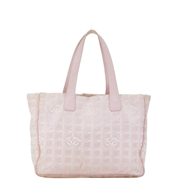 シャネル ニュートラベルライン トートMM ハンドバッグ トートバッグ A15991 ピンク ナイロン レザー レディース CHANEL 【中古】