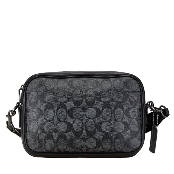 コーチ シグネチャー エリアス ショルダーバッグ CJ510 チャコール ブラック PVC レザー レディース COACH 【中古】