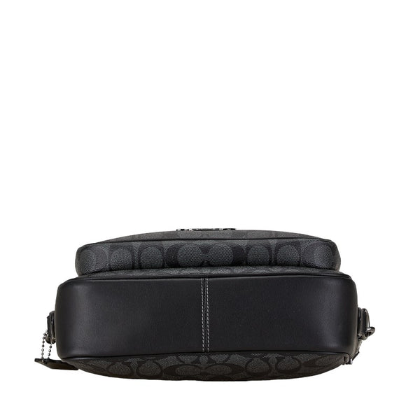 コーチ シグネチャー エリアス ショルダーバッグ CJ510 チャコール ブラック PVC レザー レディース COACH 【中古】