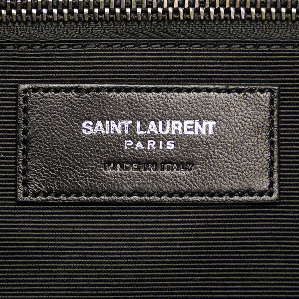 サンローラン フェスティバル フリンジバッグ YSLロゴ チェーン トートバッグ ブラック シルバー レザー レディース SAINT LAURENT 【中古】