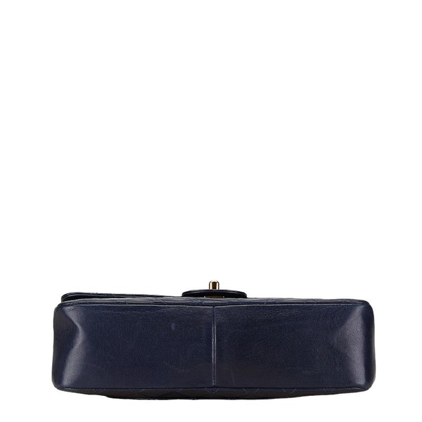 シャネル マトラッセ Wフラップ チェーンショルダーバッグ ネイビー ラムスキン レディース CHANEL 【中古】