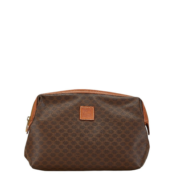 セリーヌ マカダム ポーチ ブラウン PVC レザー レディース CELINE 【中古】