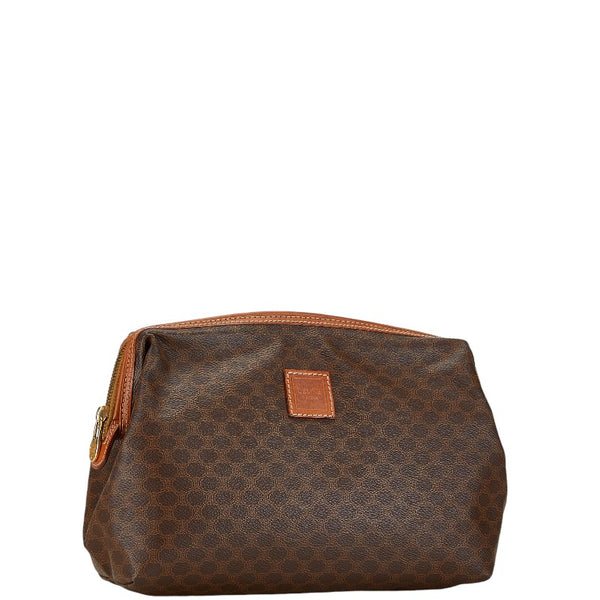 セリーヌ マカダム ポーチ ブラウン PVC レザー レディース CELINE 【中古】