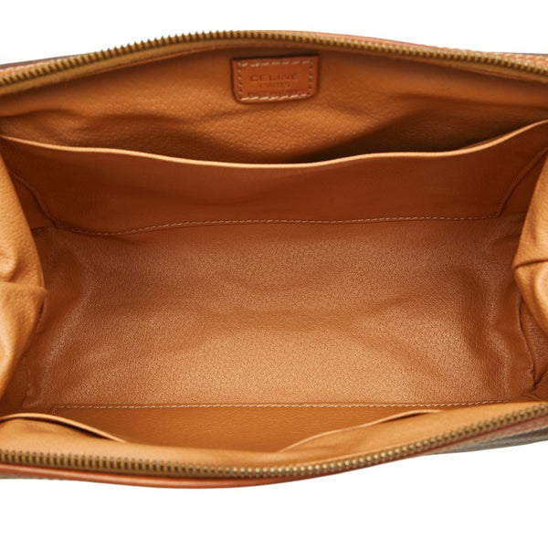 セリーヌ マカダム ポーチ ブラウン PVC レザー レディース CELINE 【中古】