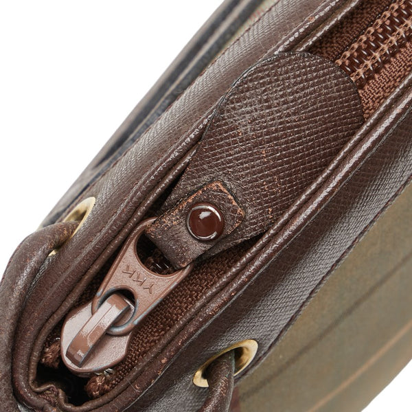 バーバリー チェック クラッチバッグ セカンドバッグ ブラウン マルチカラー キャンバス レザー レディース BURBERRY 【中古】